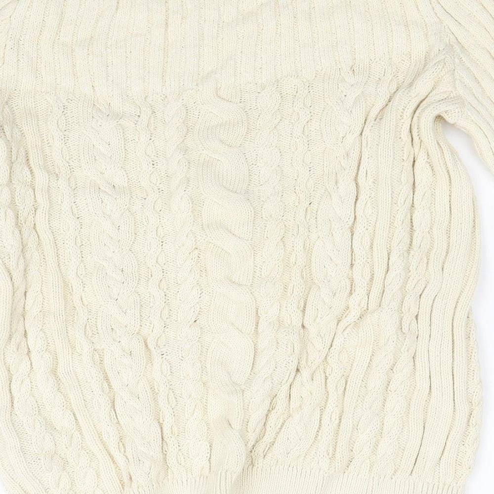 Per Una Womens Ivory Round Neck Cotton Pullover Jumper Size 10