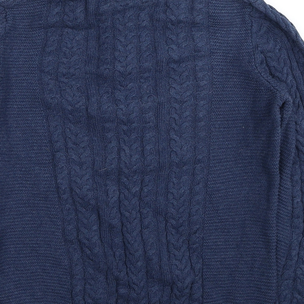 NEXT Girls Blue High Neck Cotton Pullover Jumper Size 11 Years Pullover