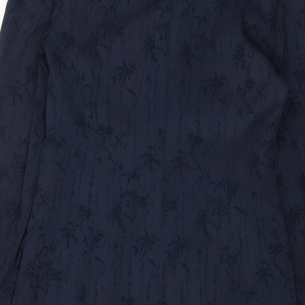 DP Womens Blue Geometric Pea Coat Coat Size 8 Button