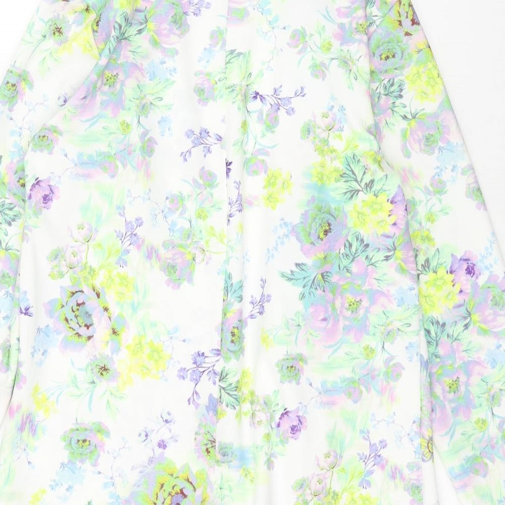 ASOS Womens White Floral Overcoat Coat Size 8