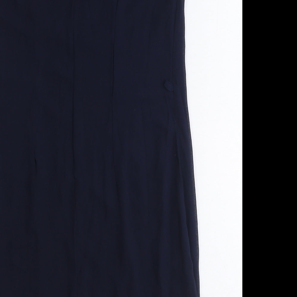 Primark Womens Blue Polyester A-Line Size 8 Boat Neck Button