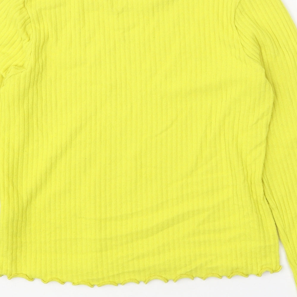 Marks & Spencer Girls Yellow Round Neck Polyester Pullover Jumper Size 11-12 Years Pullover