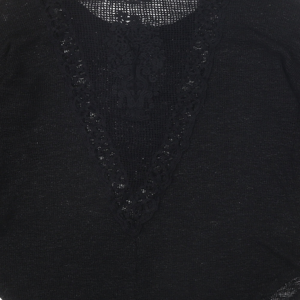 Ginger G Womens Black Roll Neck Polyester Pullover Jumper Size S