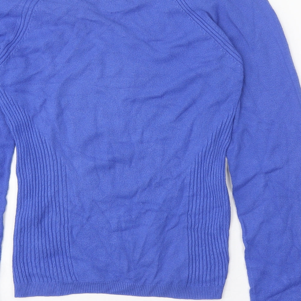 Marks & Spencer Womens Blue V-Neck Viscose Pullover Jumper Size 12