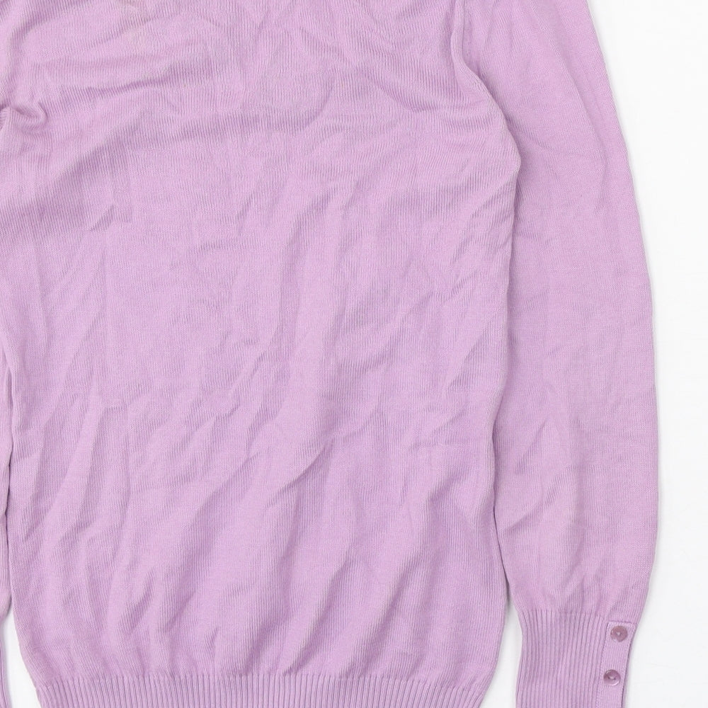 Sisley Womens Purple V-Neck Acrylic Pullover Jumper Size XS