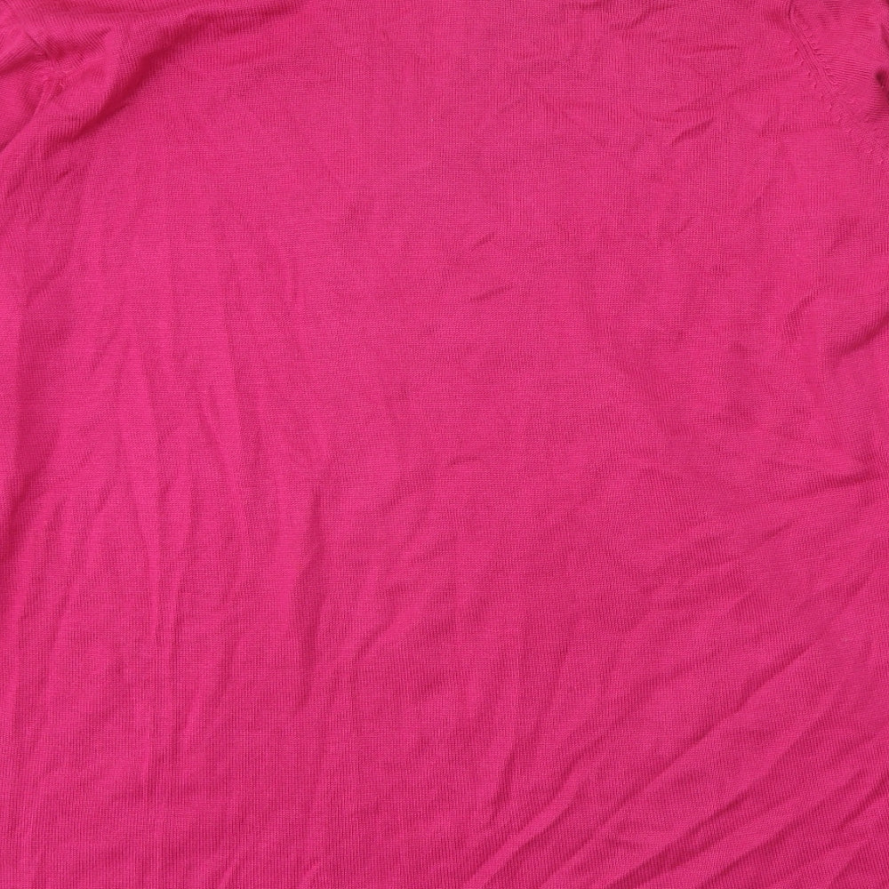 Agenda Womens Pink V-Neck Acrylic Pullover Jumper Size 12