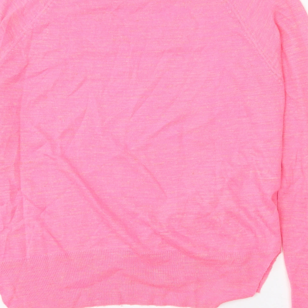 Topshop Womens Pink Round Neck Acrylic Pullover Jumper Size 10