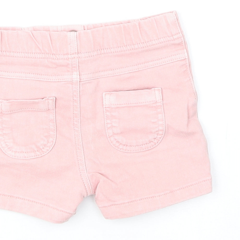Marks & Spencer Girls Pink Cotton Cropped Jeans Size 9-12 Months Button