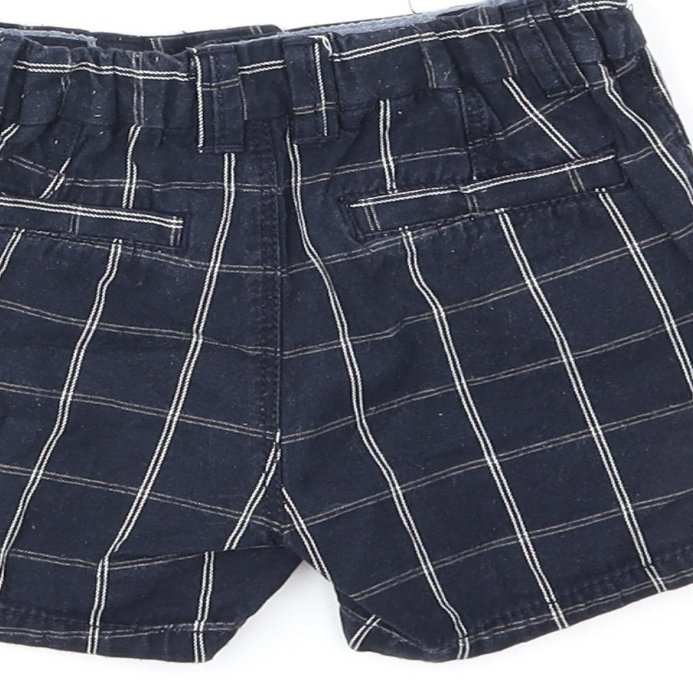 Next Girls Blue Striped 100% Cotton Cropped Trousers Size 12-18 Months Button