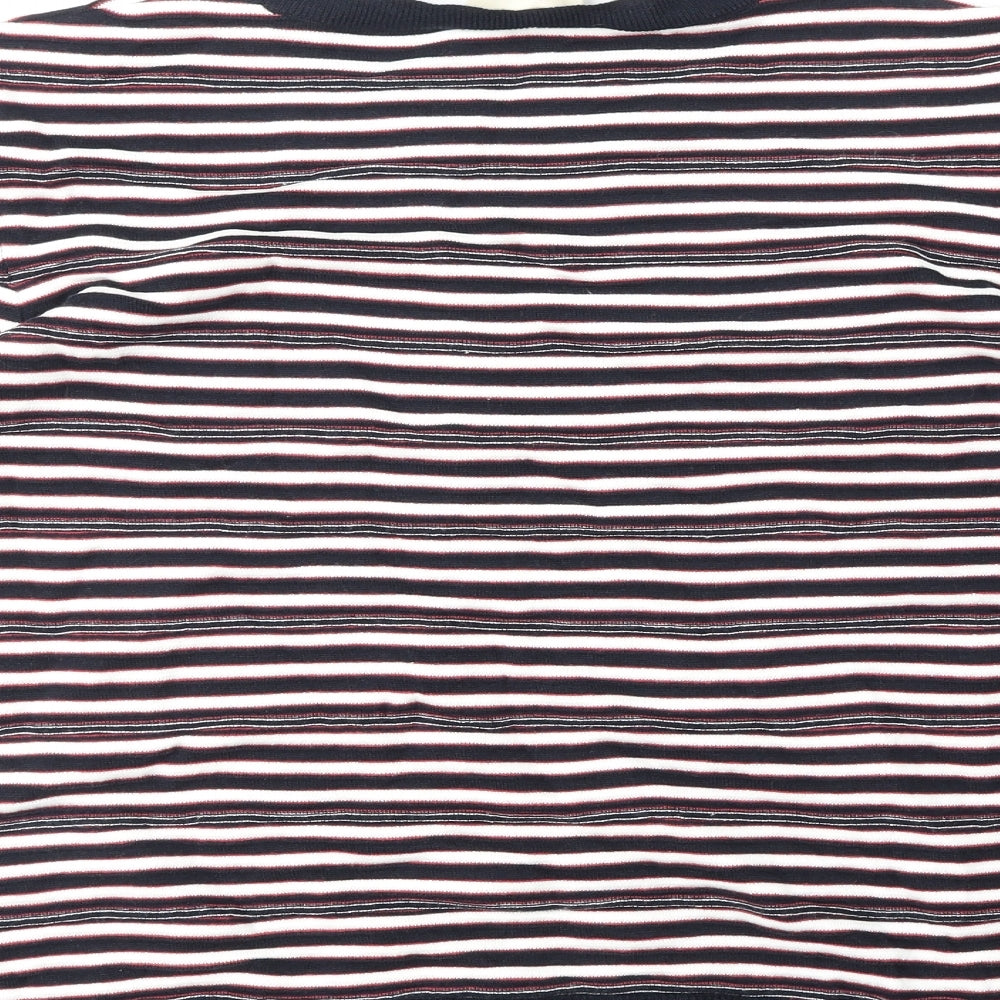 Papaya Womens Blue Round Neck Striped Cotton Pullover Jumper Size 18
