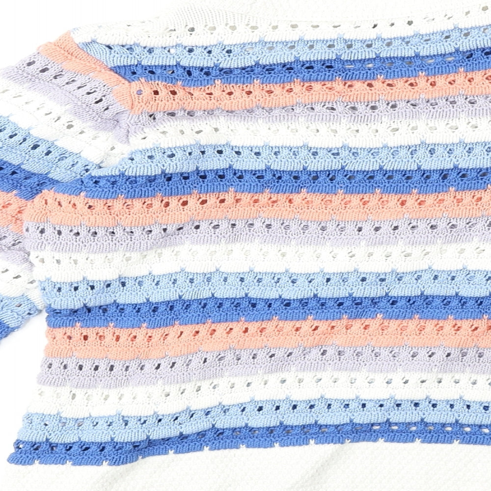Gallery Womens Multicoloured Round Neck Striped 100% Cotton Pullover Jumper Size XS