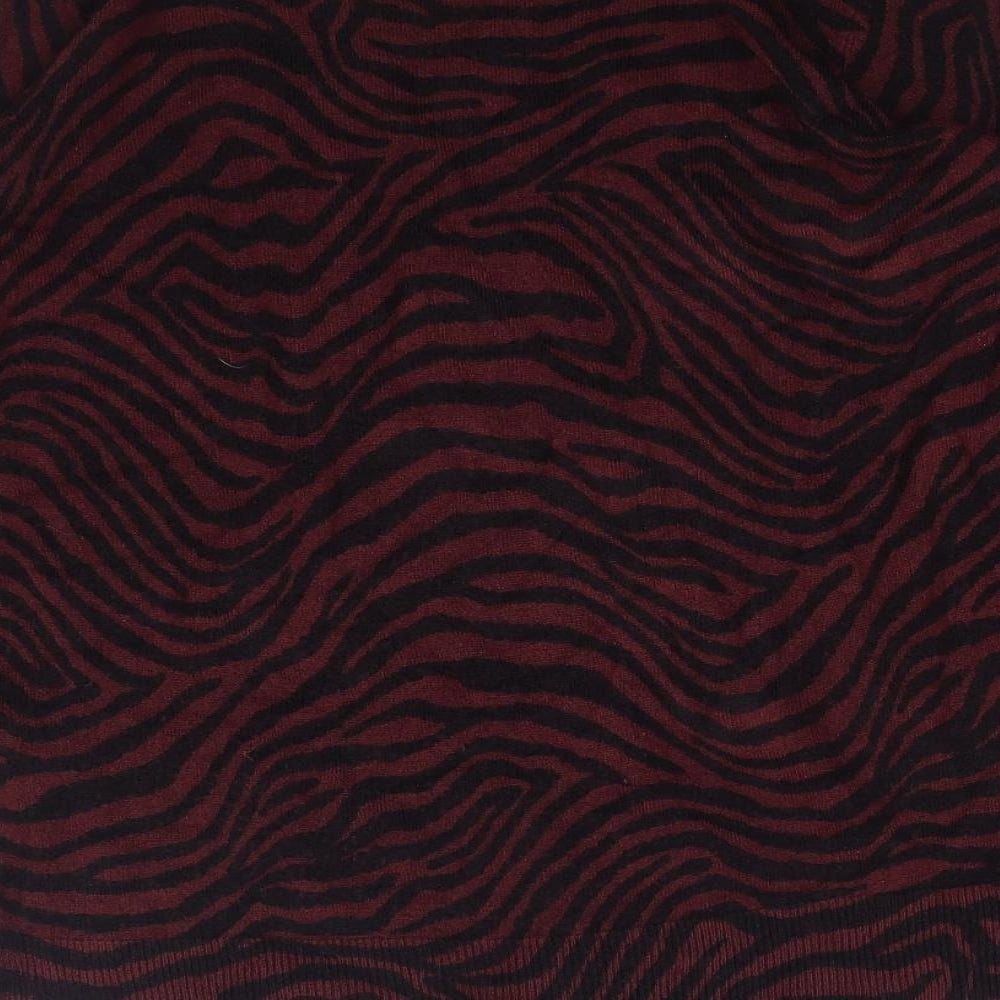 Marks & Spencer Womens Red Boat Neck Animal Print Acrylic Pullover Jumper Size 12 - Tiger Print