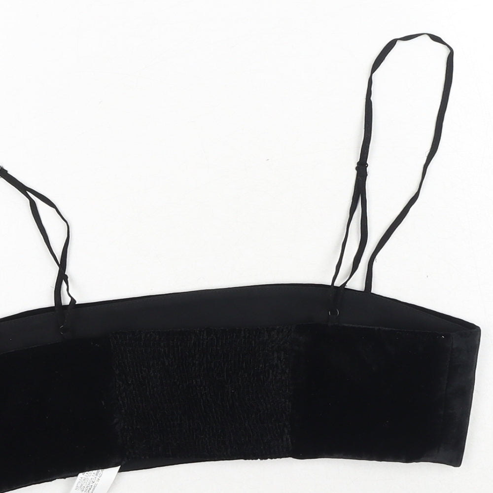 Zara Womens Black Polyester Cropped Tank Size M Square Neck