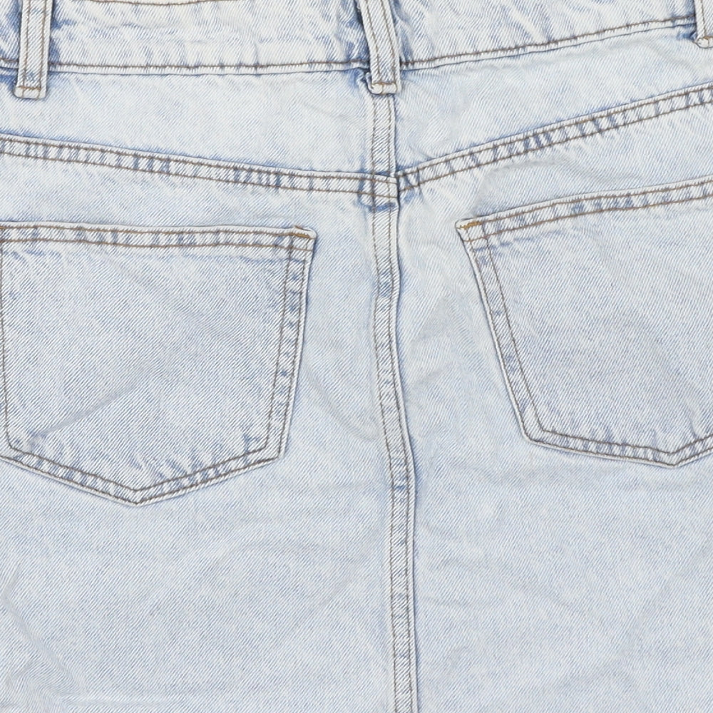 Denim & Co. Womens Blue Cotton Mini Skirt Size 6 Button