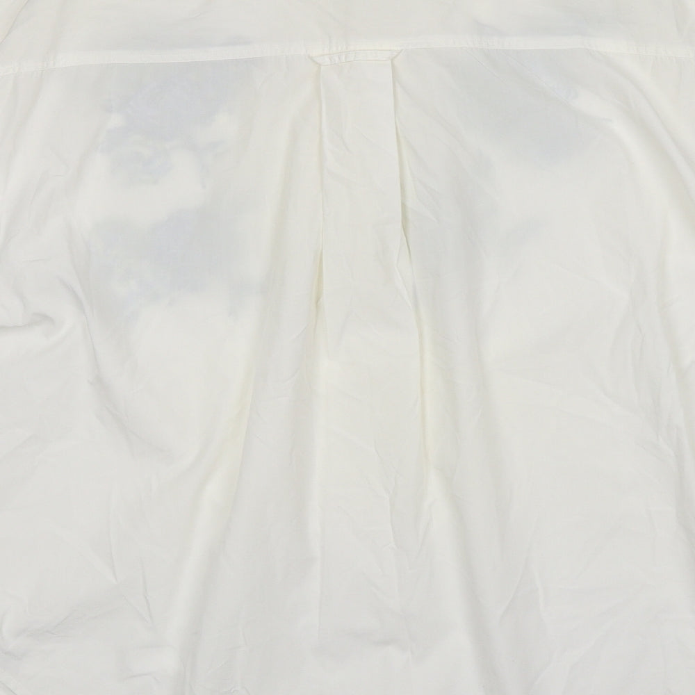 Preworn Womens Ivory Polyester Basic Button-Up Size 12 Collared - Flower Motif