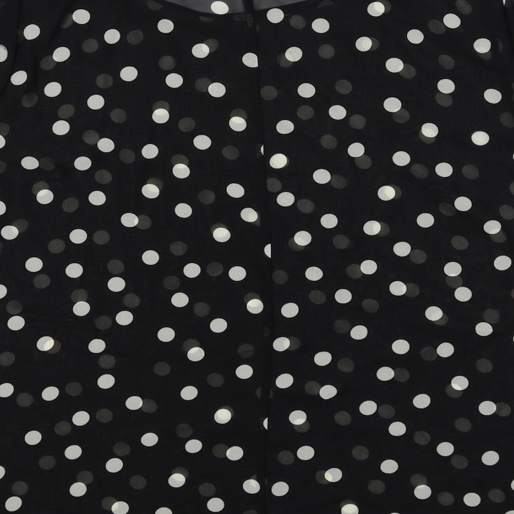 Tea n Rose Womens Black Polka Dot Polyester Basic T-Shirt Size M Round Neck