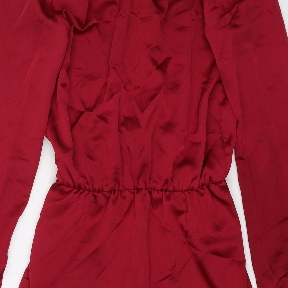 PRETTYLITTLETHING Womens Red Polyester Shirt Dress Size 6 Collared Pullover