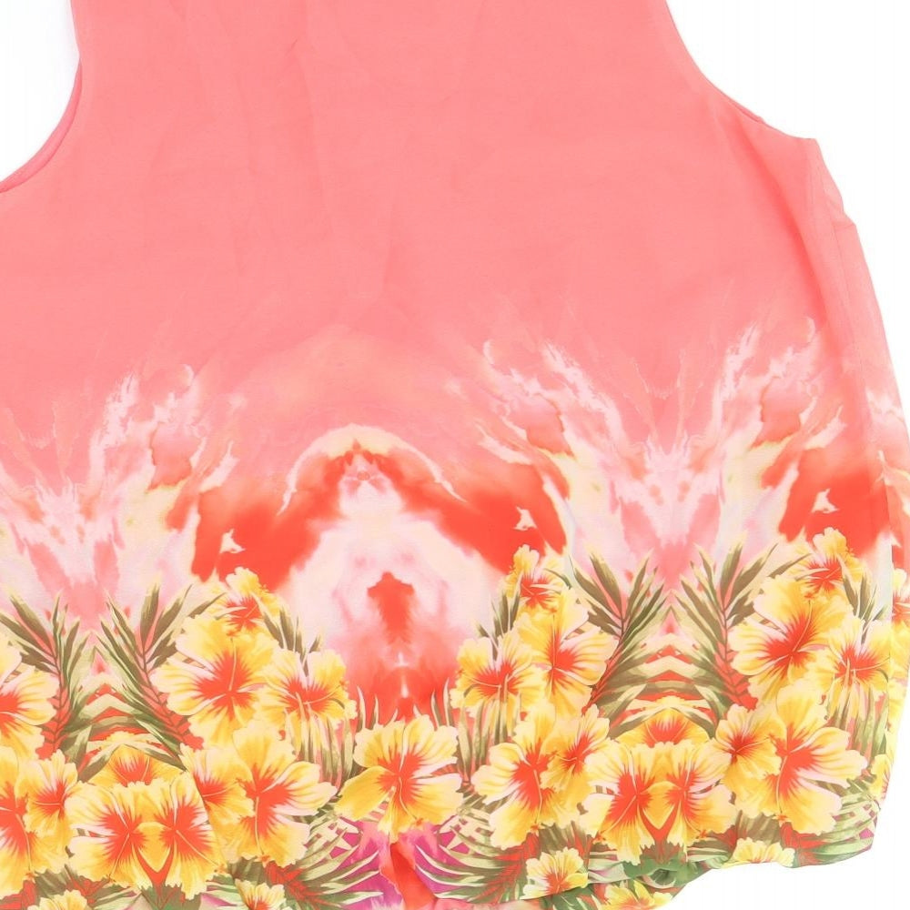Wallis Womens Pink Polyester Basic Tank Size S Round Neck