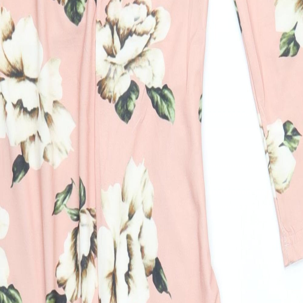 Preworn Womens Pink Floral Cotton Sheath Size S V-Neck Pullover