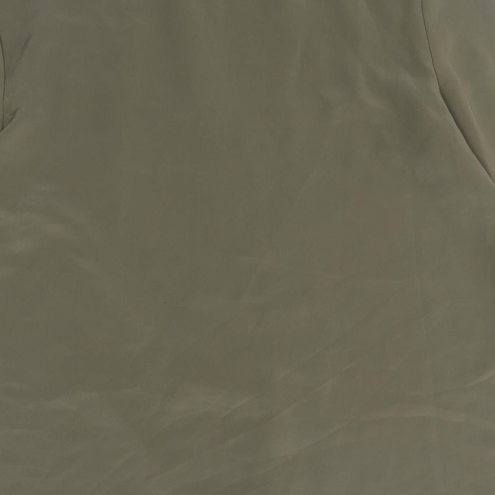 Boggi Milano Womens Green Polyester Basic Blouse Size 14 V-Neck