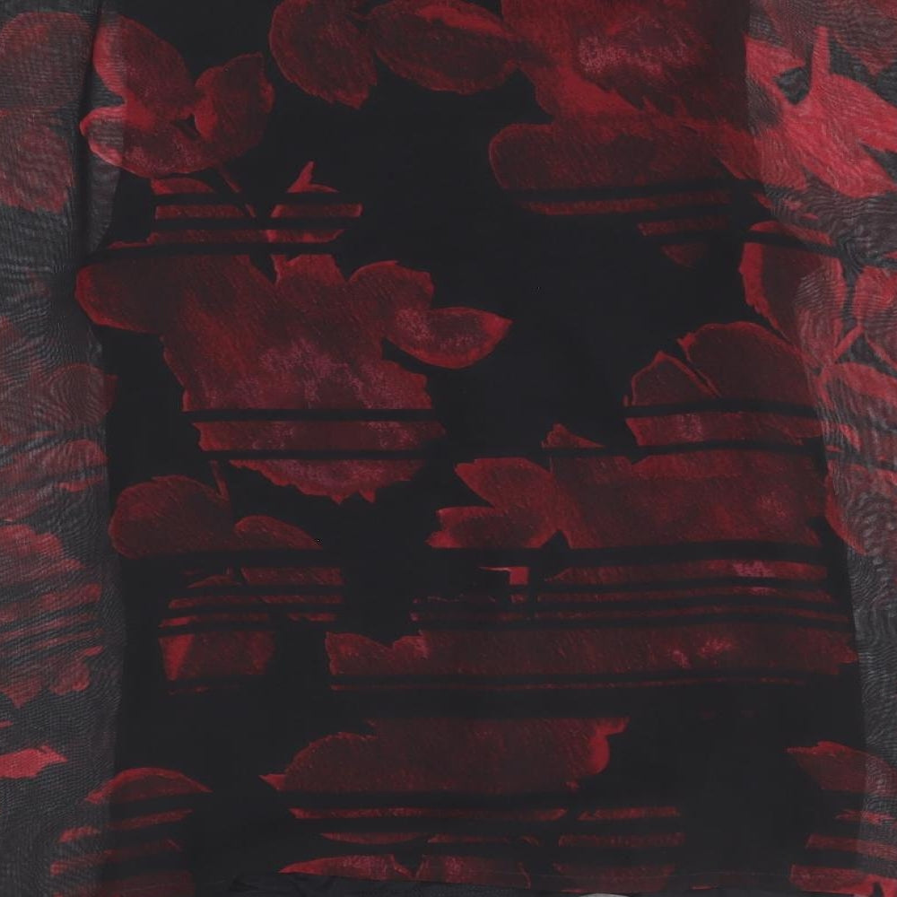 NEXT Womens Black Floral Polyester Basic Blouse Size 12 Boat Neck