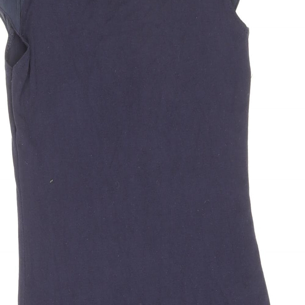 Purple Womens Black Viscose Bodycon Size M Scoop Neck Pullover