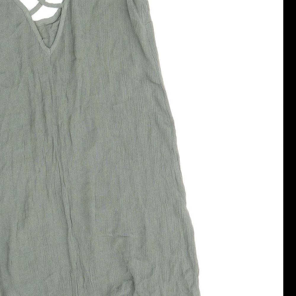 FOREVER 21 Womens Green Viscose Mini Size S Scoop Neck Pullover
