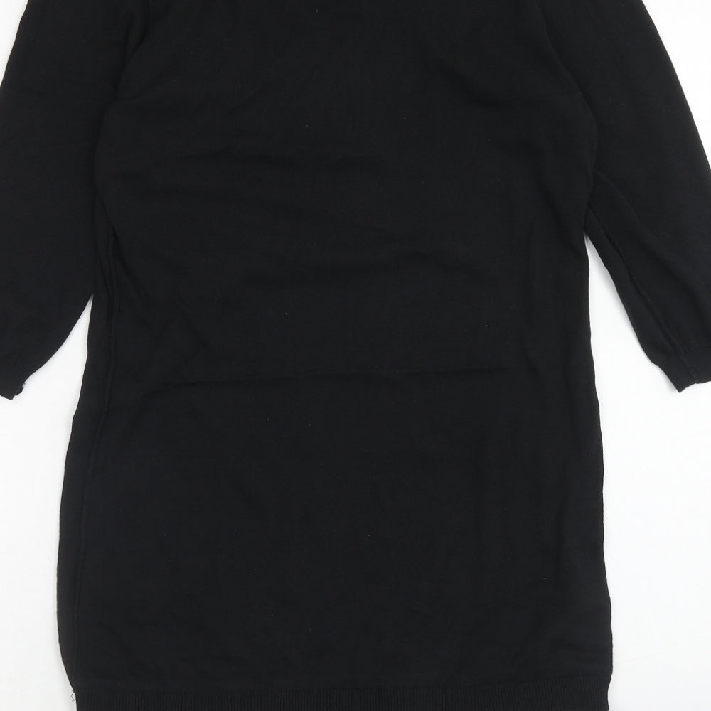 NEXT Womens Black Cotton Shift Size 12 Boat Neck Pullover
