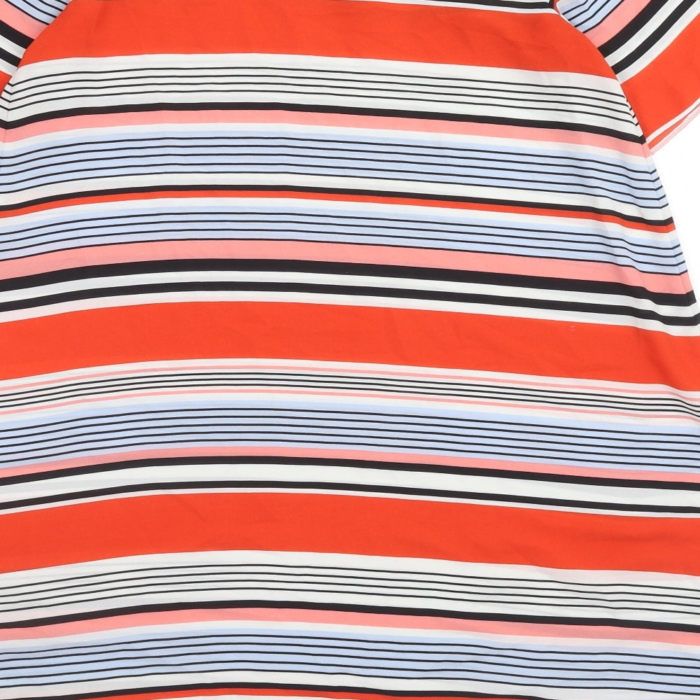 New Look Womens Red Striped Polyester A-Line Size 14 Off the Shoulder Pullover