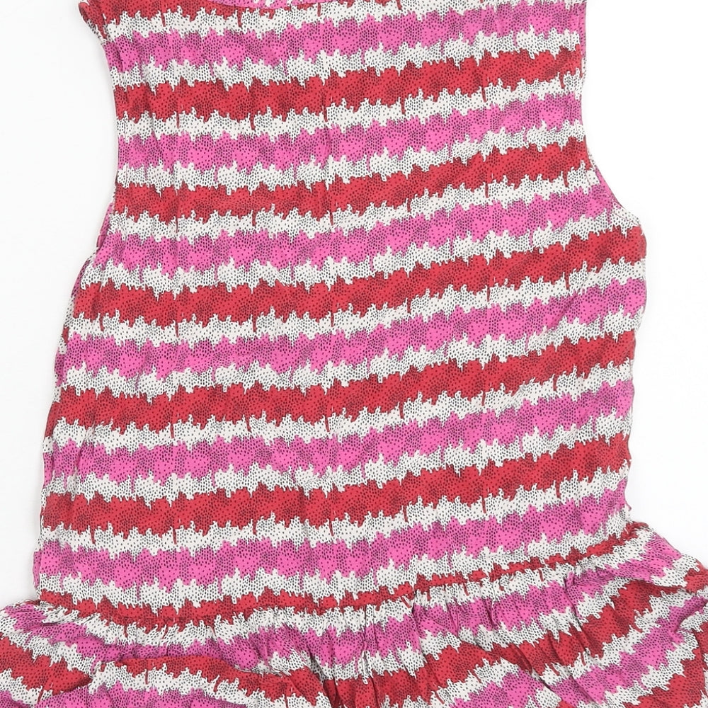 Topshop Womens Multicoloured Striped Viscose Basic Tank Size 6 Round Neck