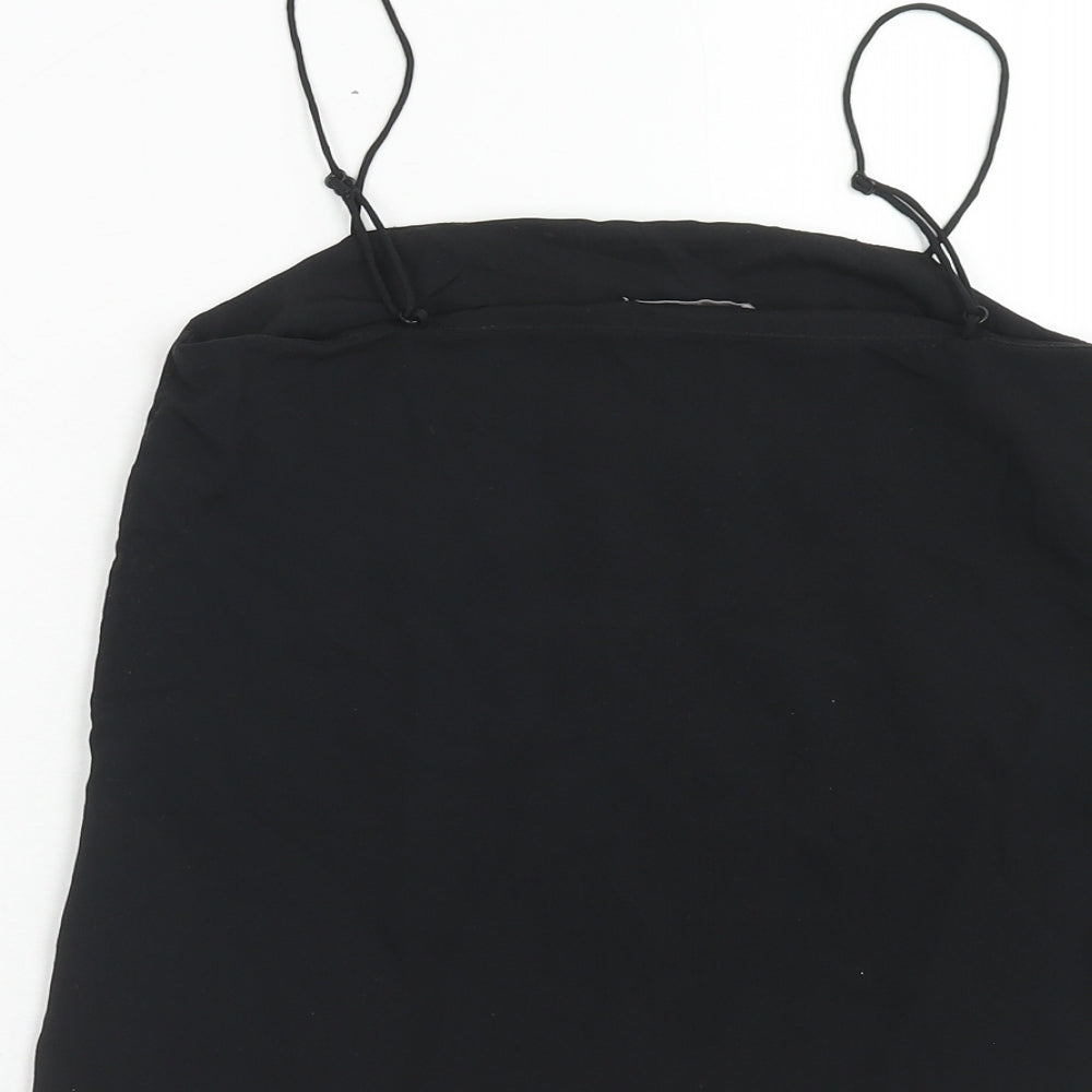 H&M Womens Black Polyester Basic Tank Size 4 Square Neck