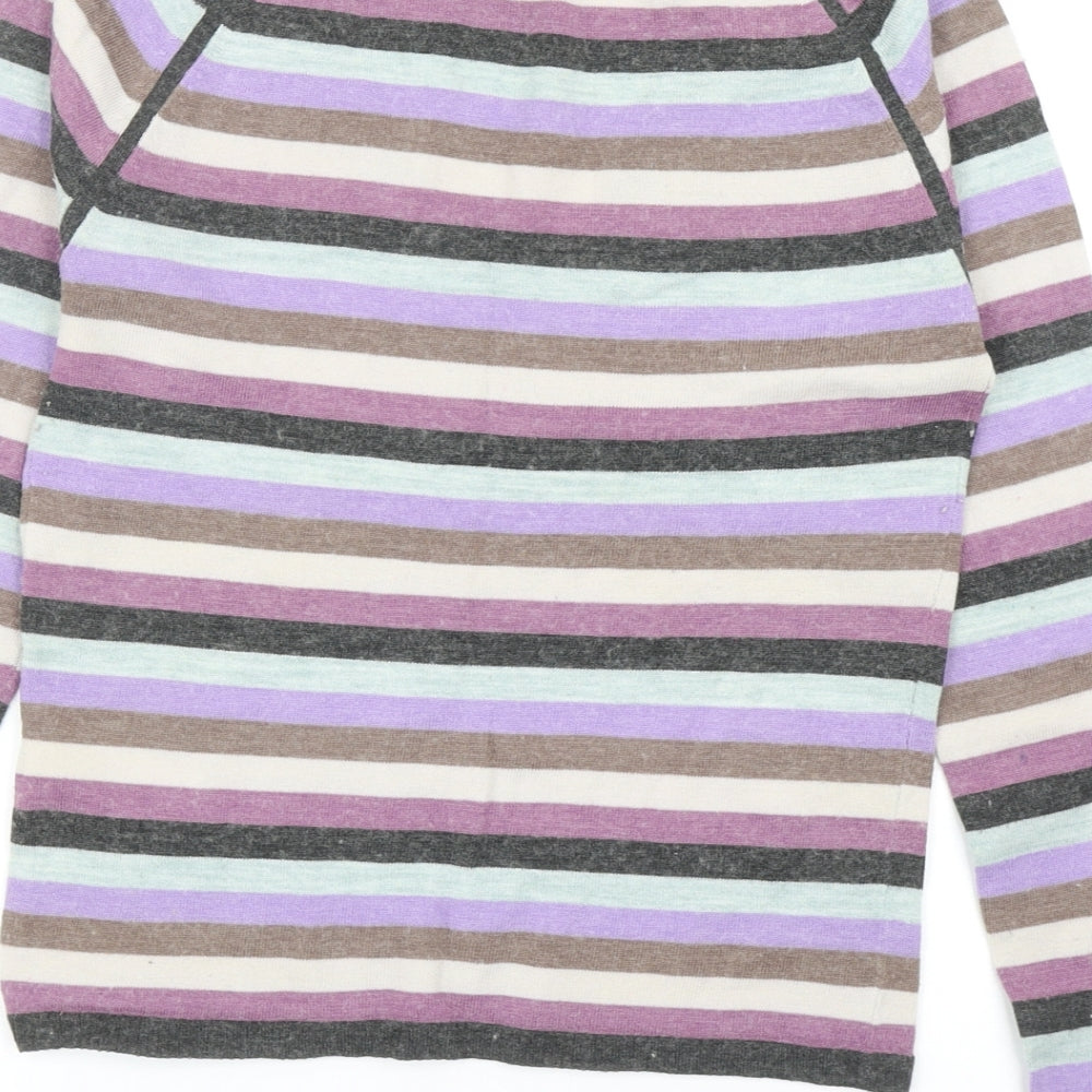 Great Plains Womens Multicoloured V-Neck Striped Acrylic Pullover Jumper Size S