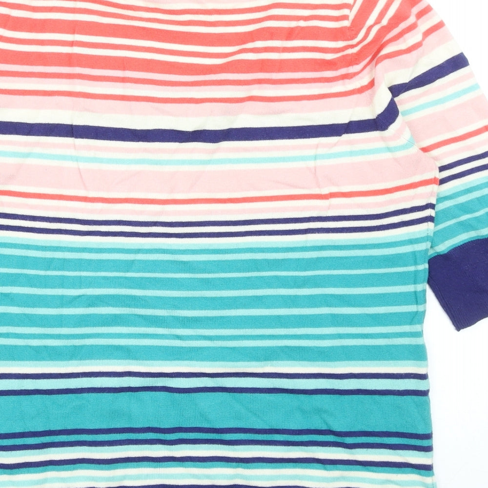 John Lewis Womens Multicoloured Scoop Neck Striped Cotton Pullover Jumper Size 12