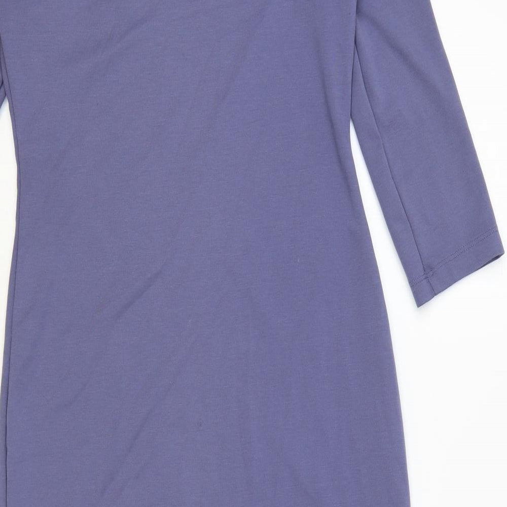 H&M Womens Blue Polyester Bodycon Size S Boat Neck Pullover