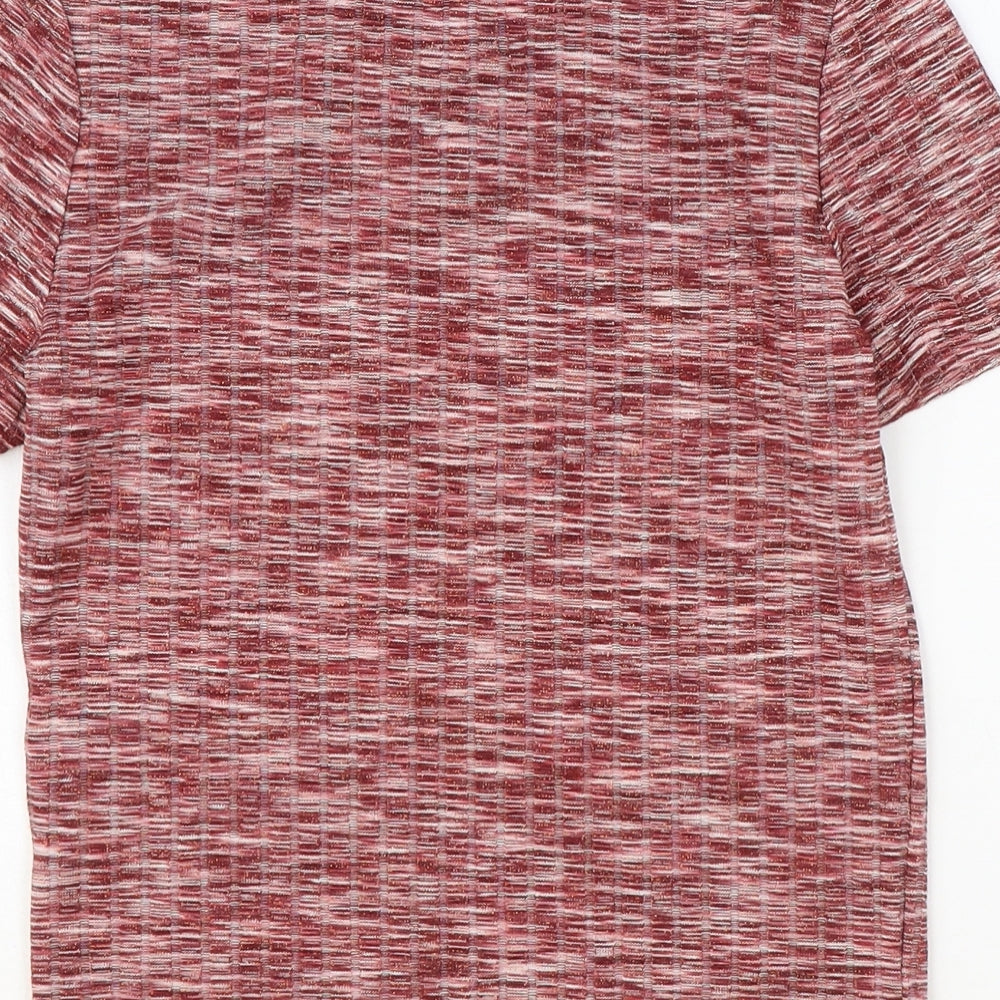 H&M Womens Red Viscose Basic T-Shirt Size XS Scoop Neck