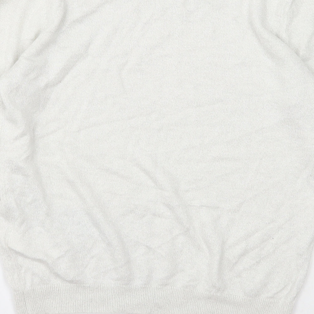 H&M Womens Ivory Boat Neck Viscose Pullover Jumper Size M