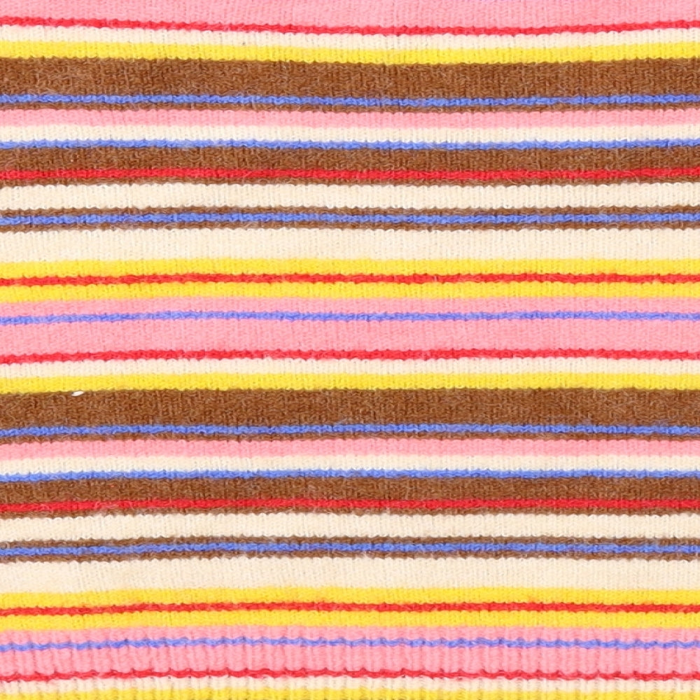 New Look Womens Multicoloured Boat Neck Striped Acrylic Pullover Jumper Size M - Cropped
