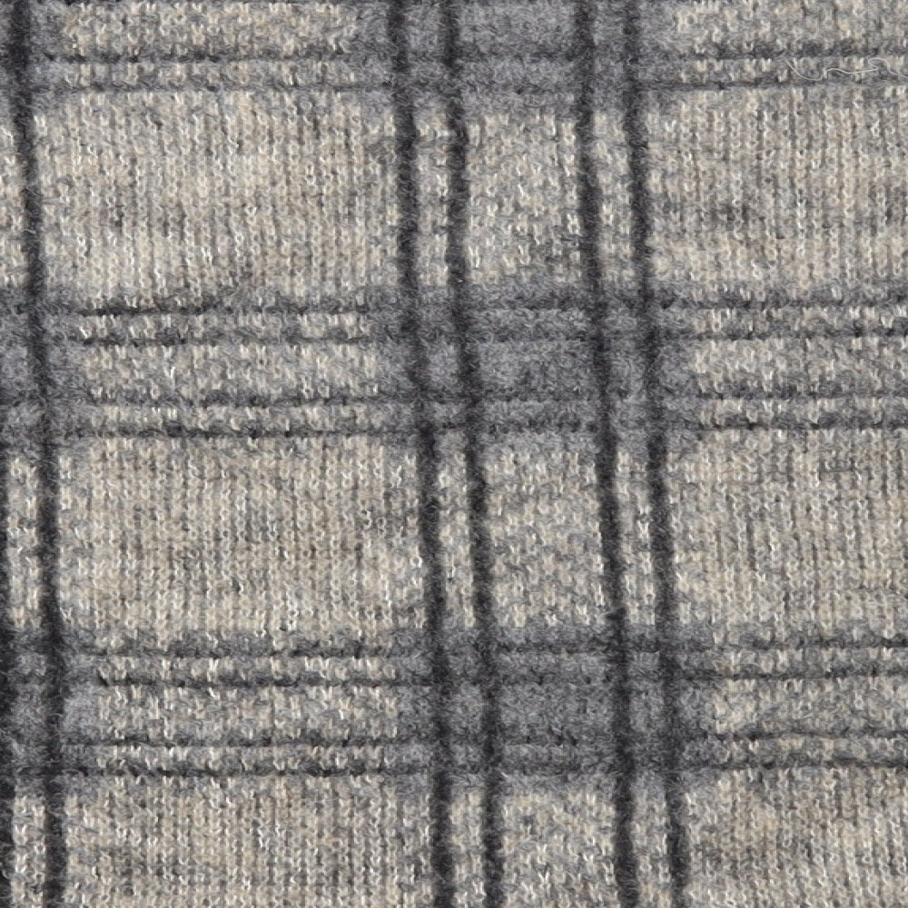 Topshop Womens Grey Scoop Neck Plaid Acrylic Pullover Jumper Size 16 - Cropped