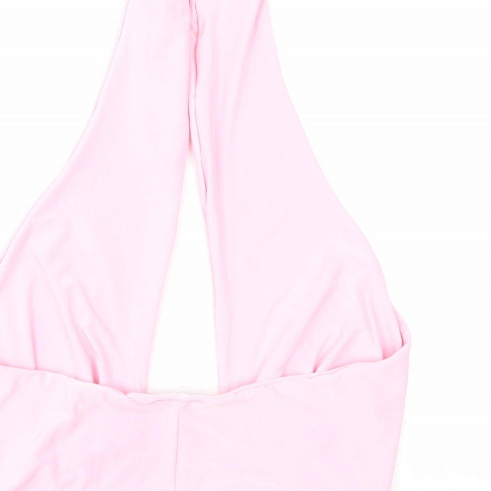 Oui Womens Pink Polyester Cropped Tank Size M Halter