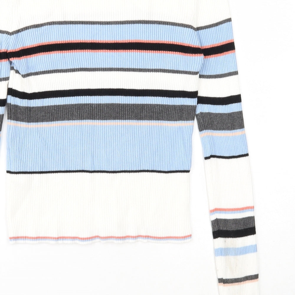 Marks & Spencer Womens Multicoloured Scoop Neck Striped Viscose Pullover Jumper Size 14