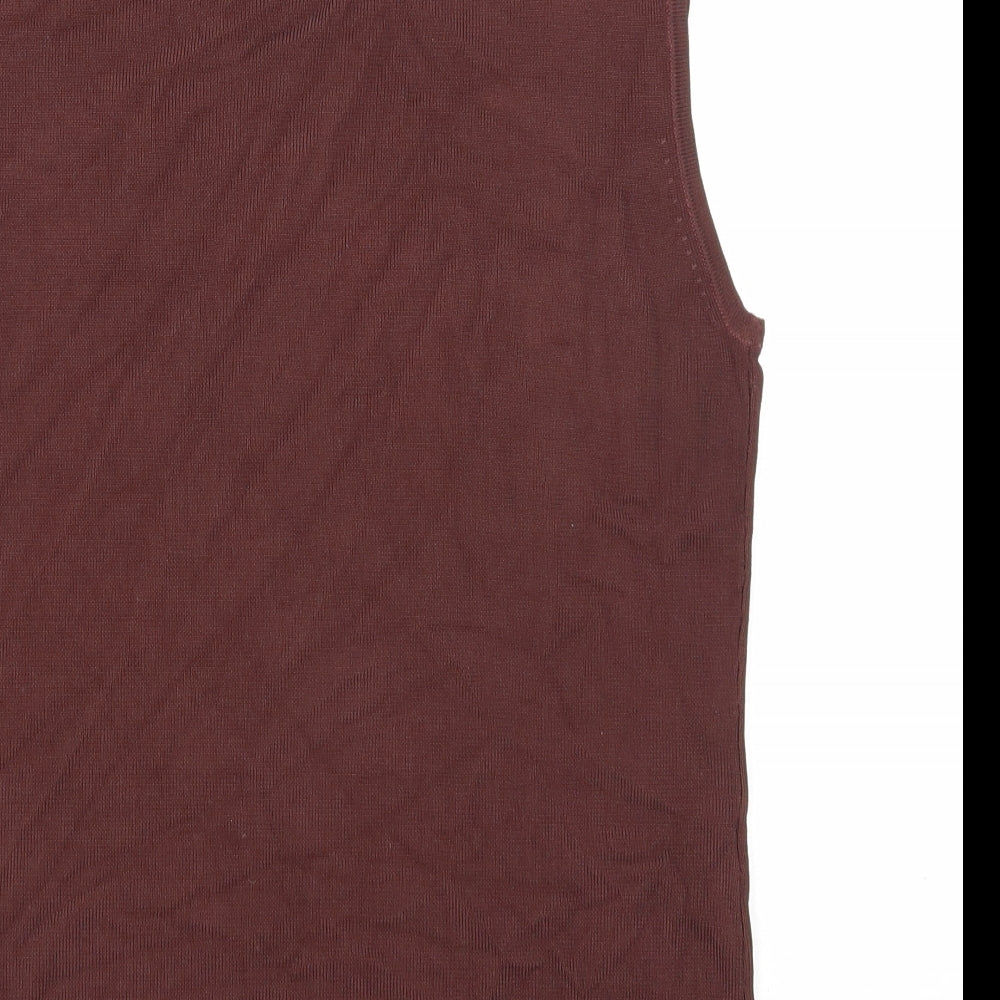 Diva Womens Brown Viscose Basic Tank Size L Scoop Neck