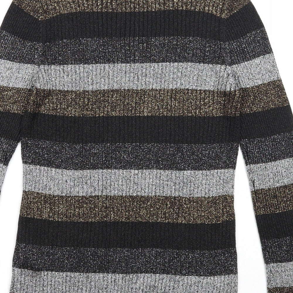 Papaya Womens Multicoloured Round Neck Striped Viscose Pullover Jumper Size 14