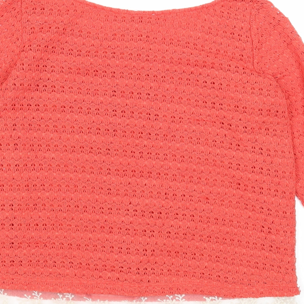 NEXT Womens Red Scoop Neck Polyester Pullover Jumper Size 6