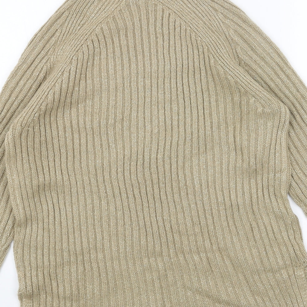 Marks & Spencer Womens Gold Roll Neck Acrylic Pullover Jumper Size S