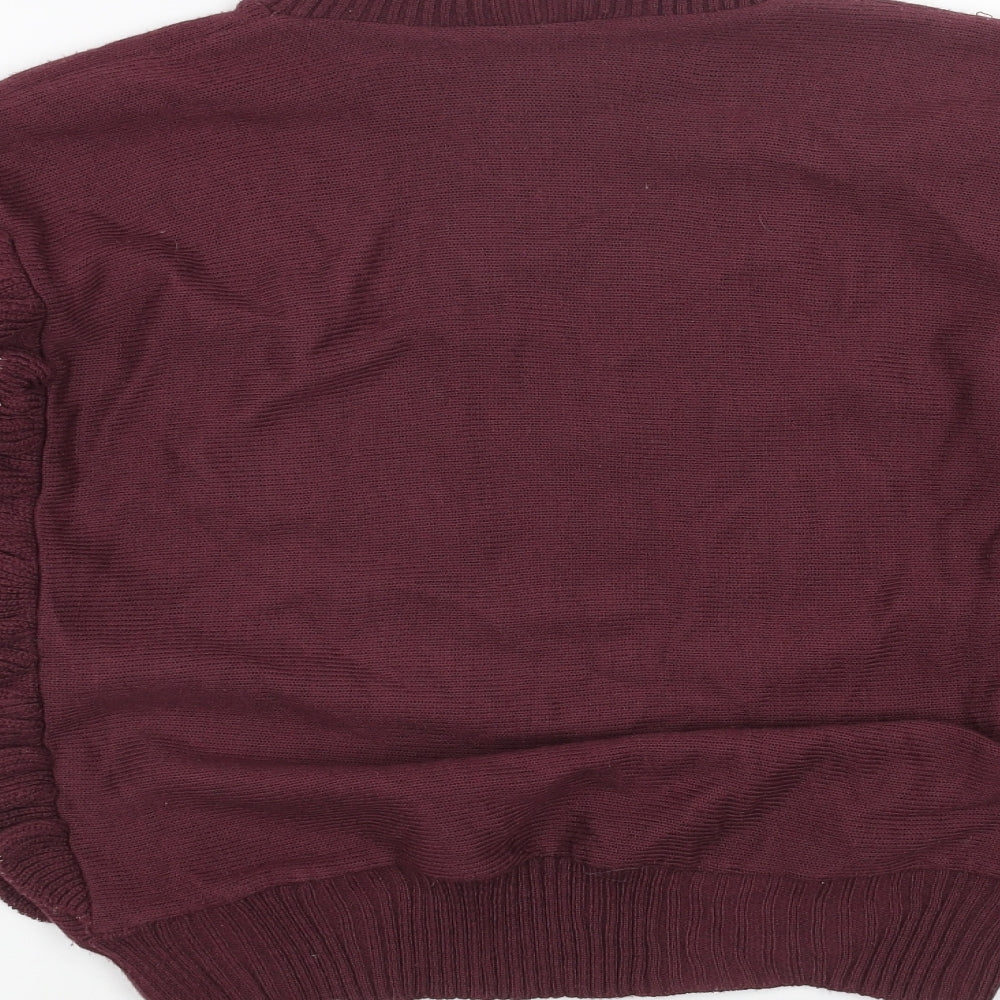 Preworn Womens Red High Neck Acrylic Pullover Jumper Size 14