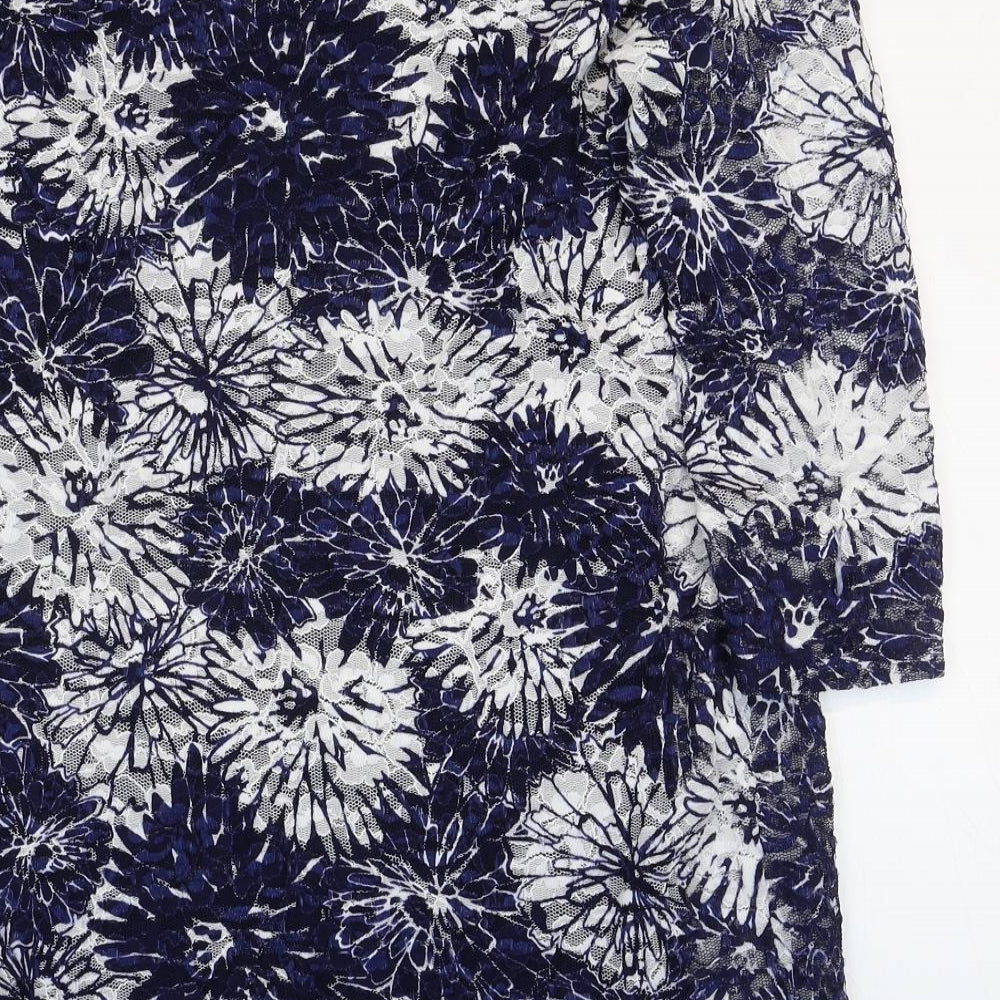 Phase Eight Womens Blue Floral Polyester Shift Size 14 Boat Neck Pullover