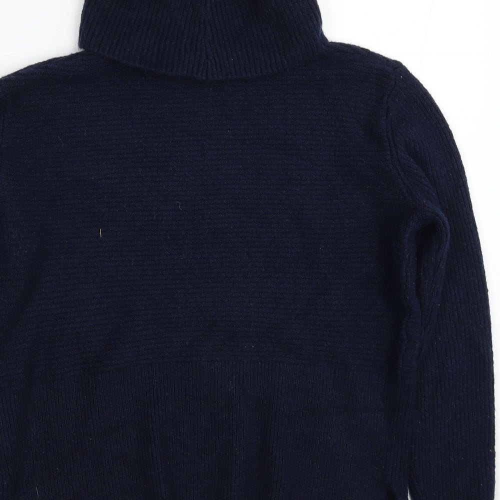 Miss Selfridge Womens Blue Roll Neck Acrylic Pullover Jumper Size 6