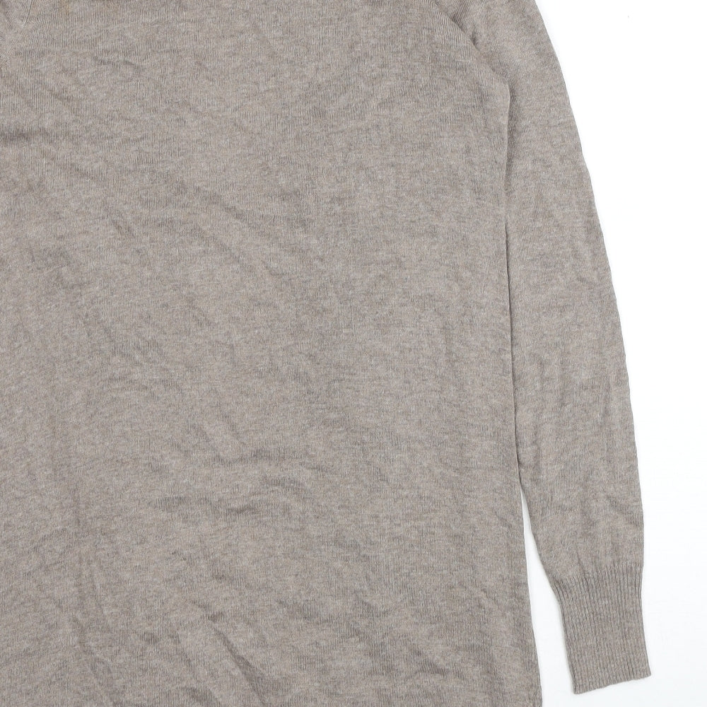 Marks & Spencer Womens Beige V-Neck Polyimide Cardigan Jumper Size 12
