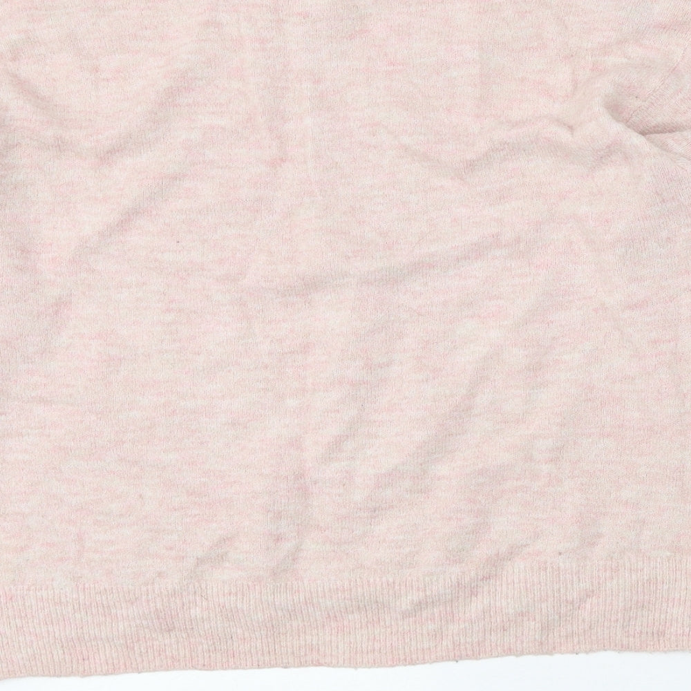 H&M Womens Pink Boat Neck Acrylic Pullover Jumper Size XS
