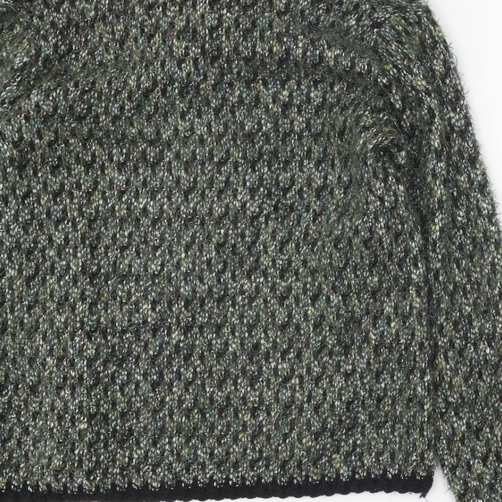 Moda Womens Green Collared Polyester Cardigan Jumper Size 14 - Snap Closure